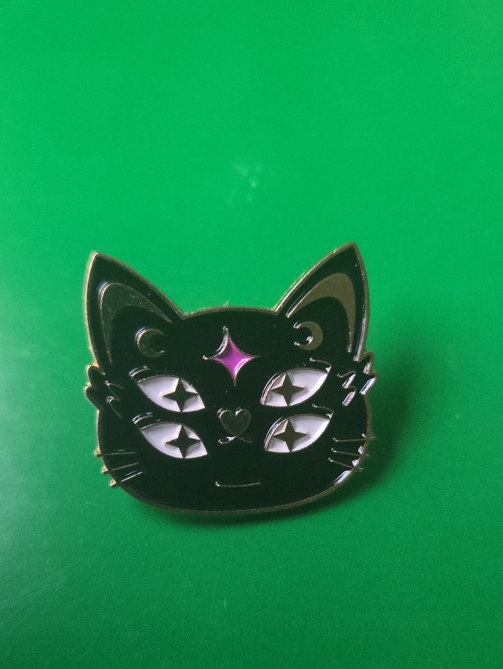 Black and Purple Mystical Cat Enamel Pin - Blank Brand